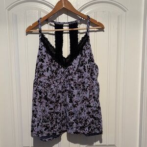 Penningtons Lavender and Black Floral Lace-Trim Camisole